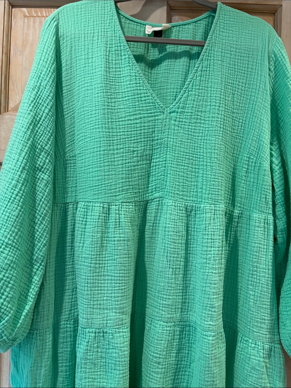 Universal Thread Mint Green Tiered V-Neck 100% Cotton Dress 1X - Picture 3 of 7